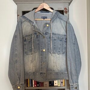 Democracy Light Blue Hooded Denim Jacket